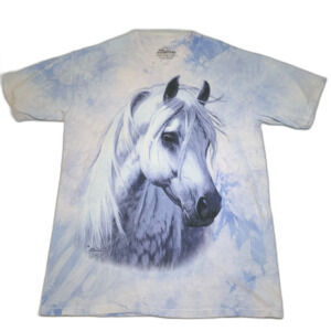 Vintage The Mountain White Horse Graphic T Shirt Large Western Nature Tee